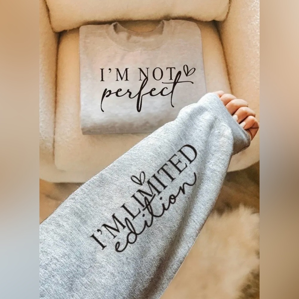 Gray 'I'm Limited Edition' Graphic Sleeve Sweatshirt